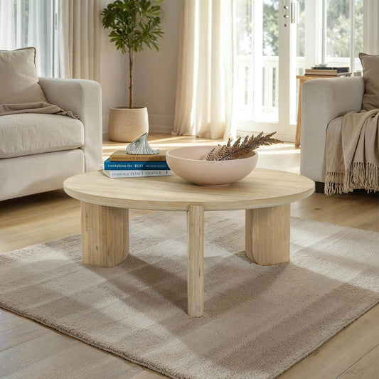Haru Coffee Table by LH Imports in beige and sand wash. Made from acacia in a transitional style.