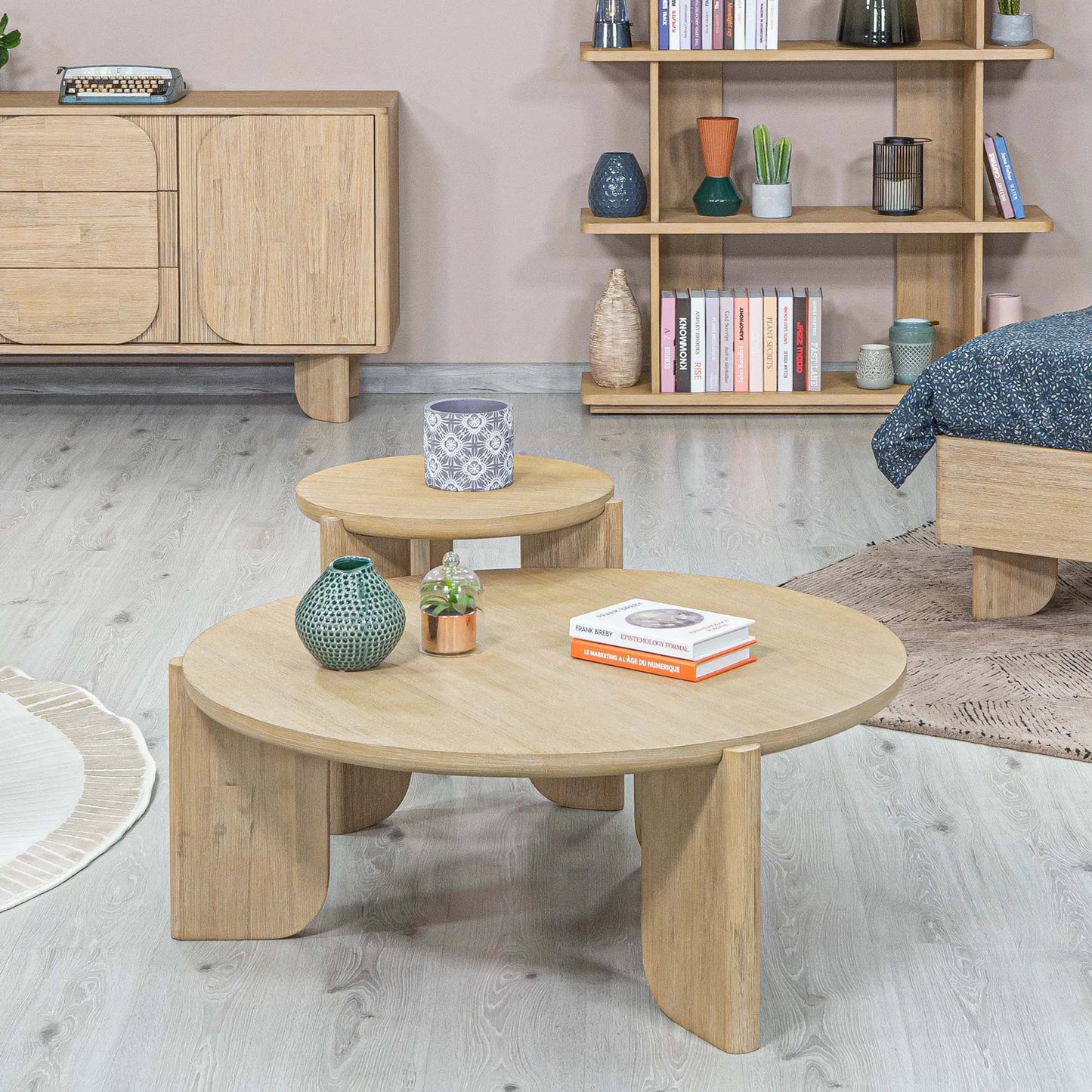 013 SI-2325072 | Lifestyle | Haru Side Table by LH Imports in beige and sand wash. Made from acacia in a transitional style.