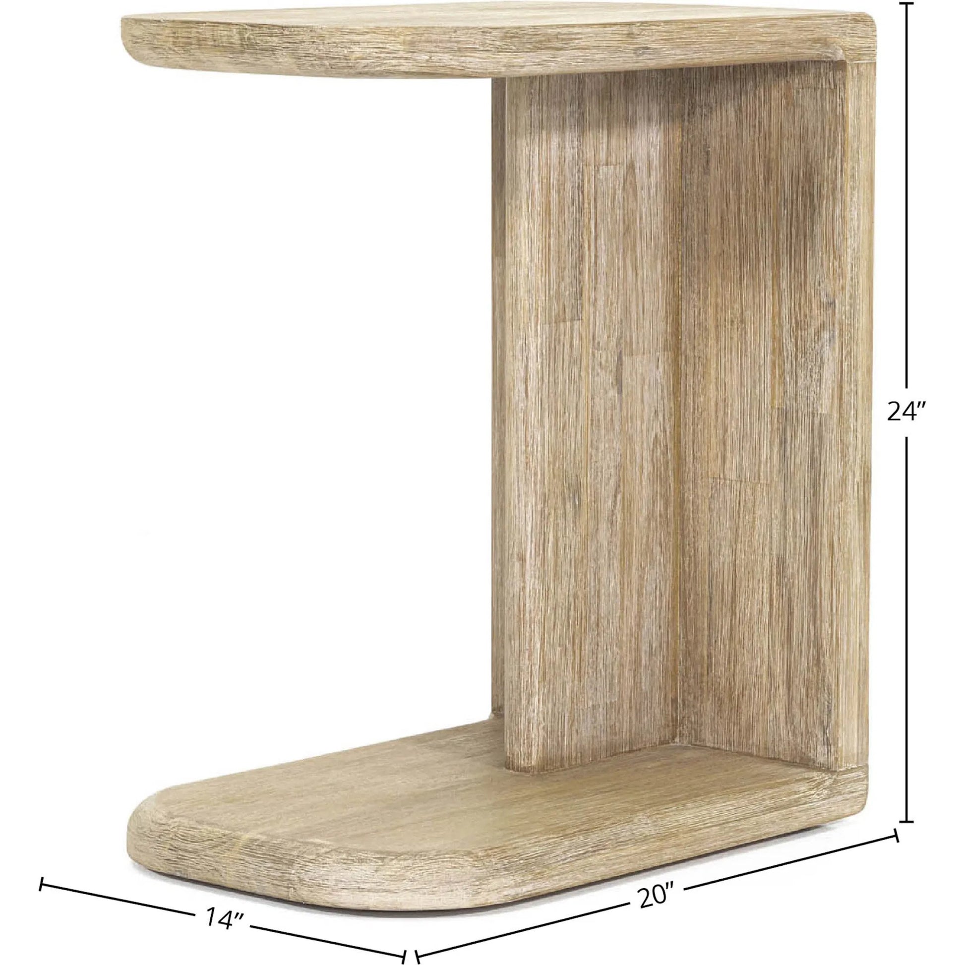 Haru C-Shaped Side Table by LH Imports in beige and sand wash. Made from acacia in a unique style.