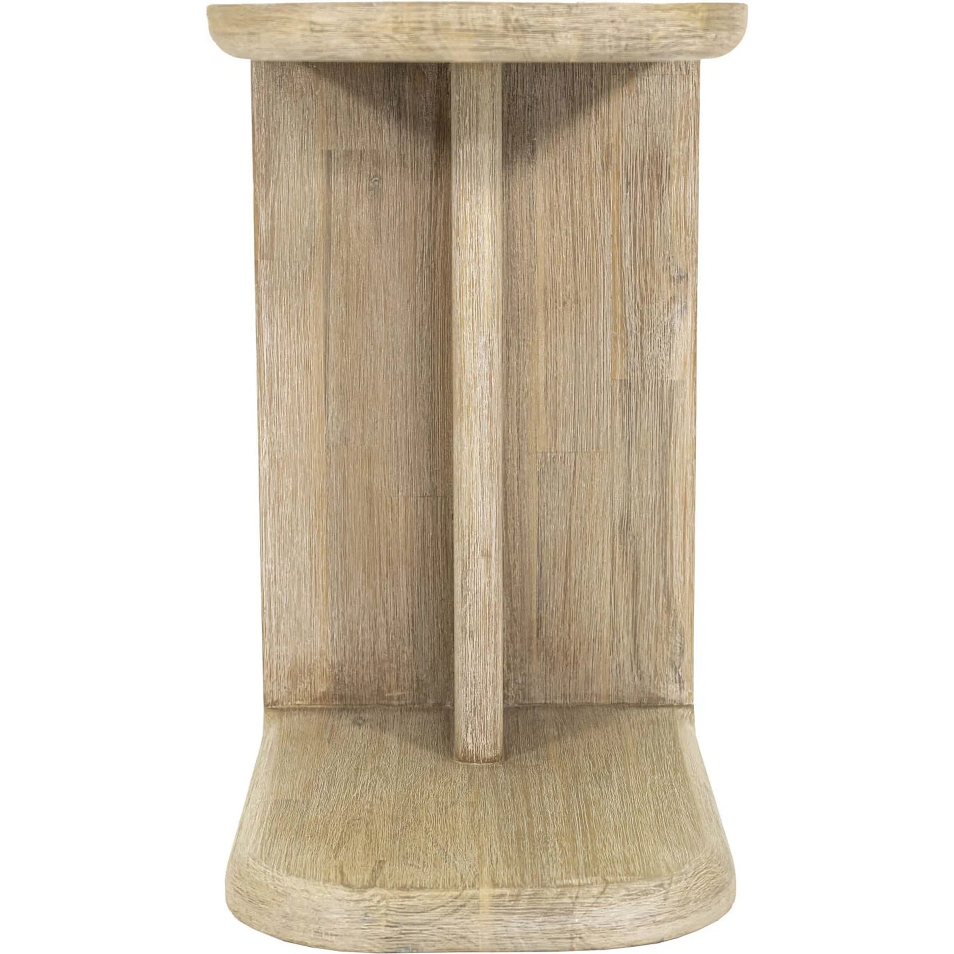 Haru C-Shaped Side Table by LH Imports in beige and sand wash. Made from acacia in a unique style.