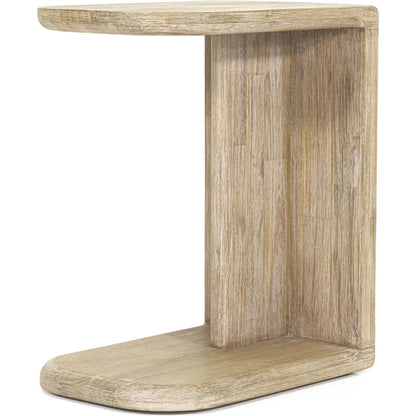 Haru C-Shaped Side Table by LH Imports in beige and sand wash. Made from acacia in a unique style.