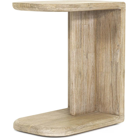 Haru C-Shaped Side Table by LH Imports in beige and sand wash. Made from acacia in a unique style.
