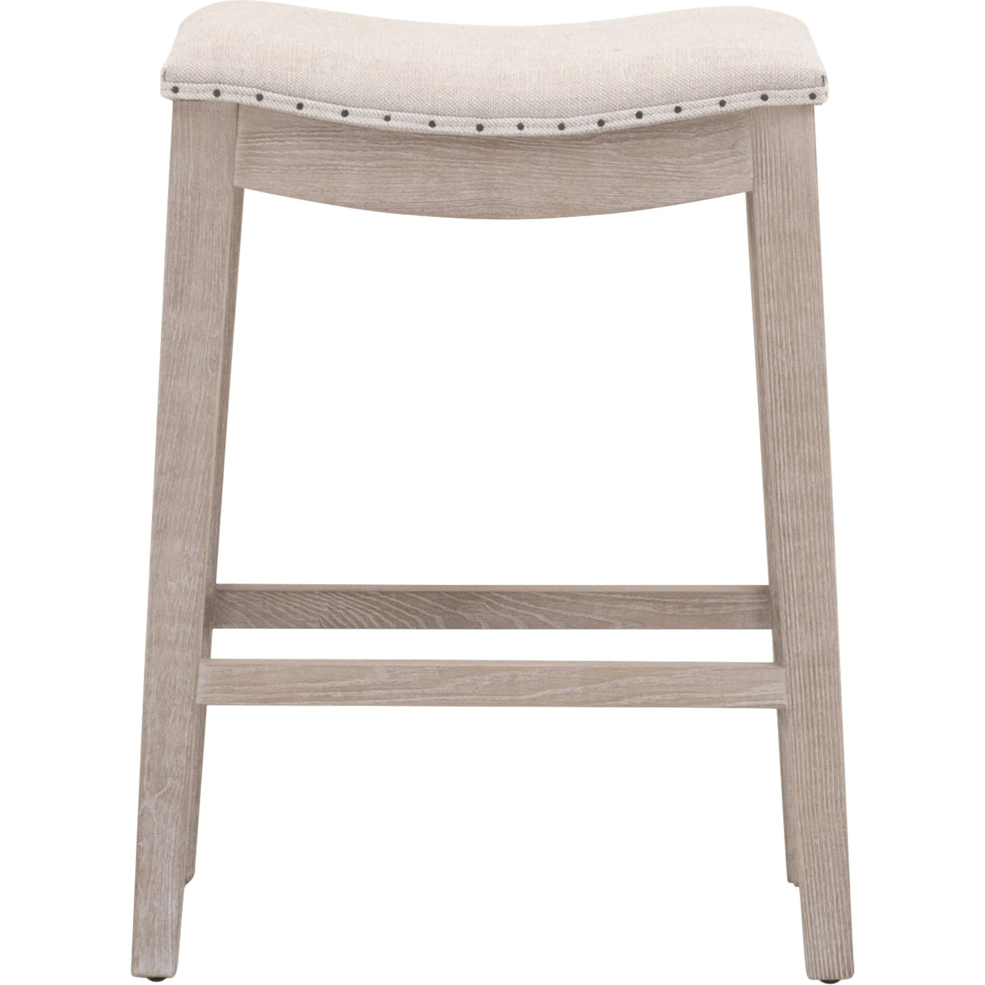 Harper Counter Stool by Essentials For Living in performance bisque french linen, natural gray ash. Made from solid ash wood in a transitional style.