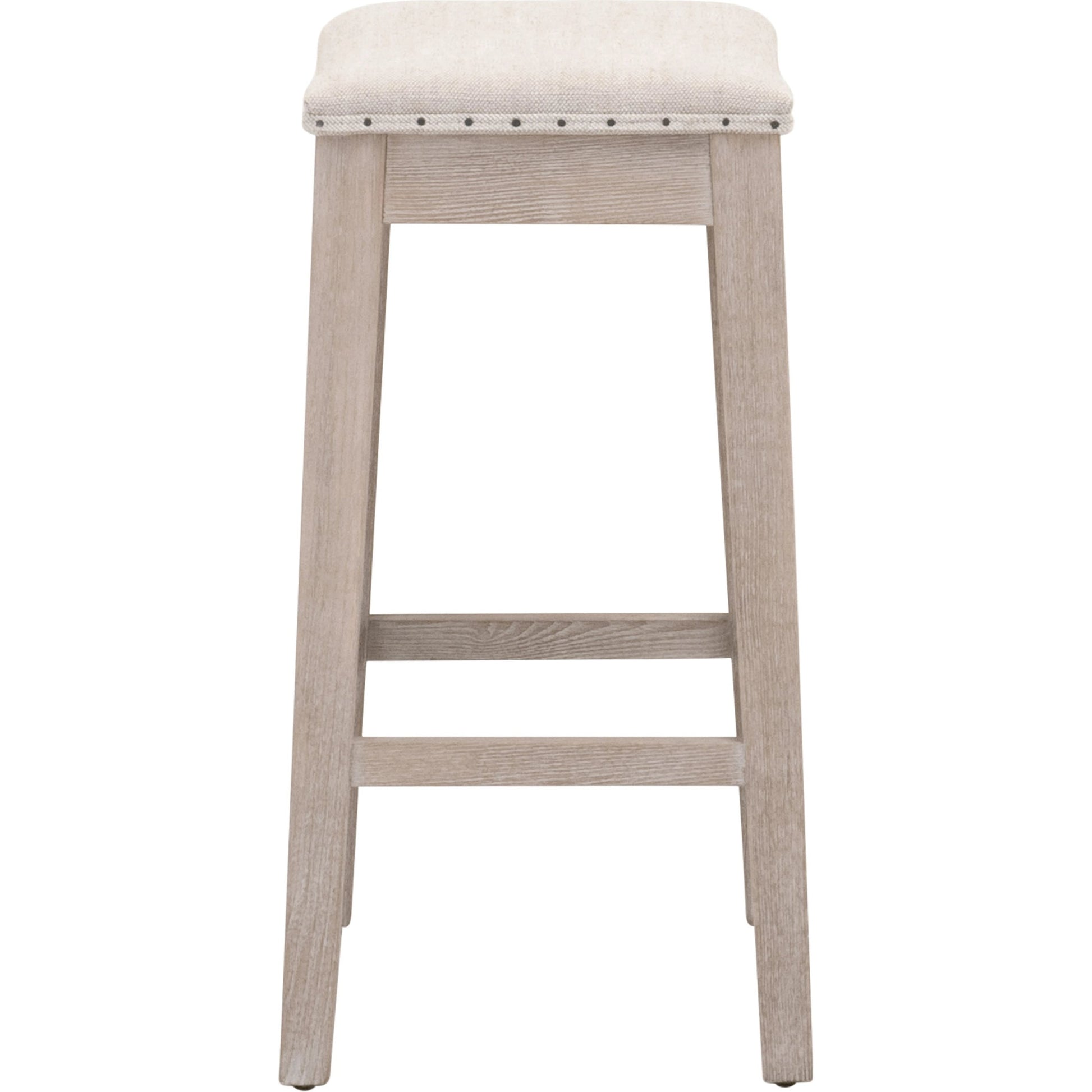 Harper Counter Stool by Essentials For Living in performance bisque french linen, natural gray ash. Made from solid ash wood in a transitional style.