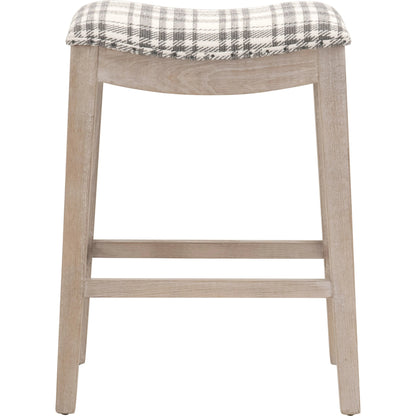Harper Counter Stool by Essentials For Living in performance bisque french linen, natural gray ash. Made from solid ash wood in a transitional style.