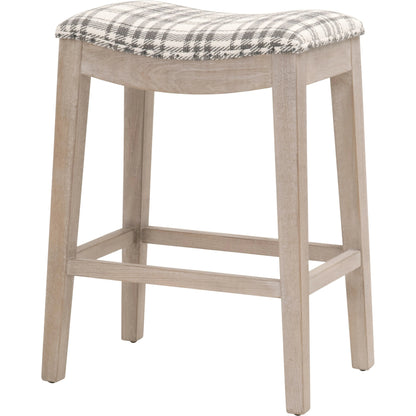 Harper Counter Stool by Essentials For Living in performance bisque french linen, natural gray ash. Made from solid ash wood in a transitional style.
