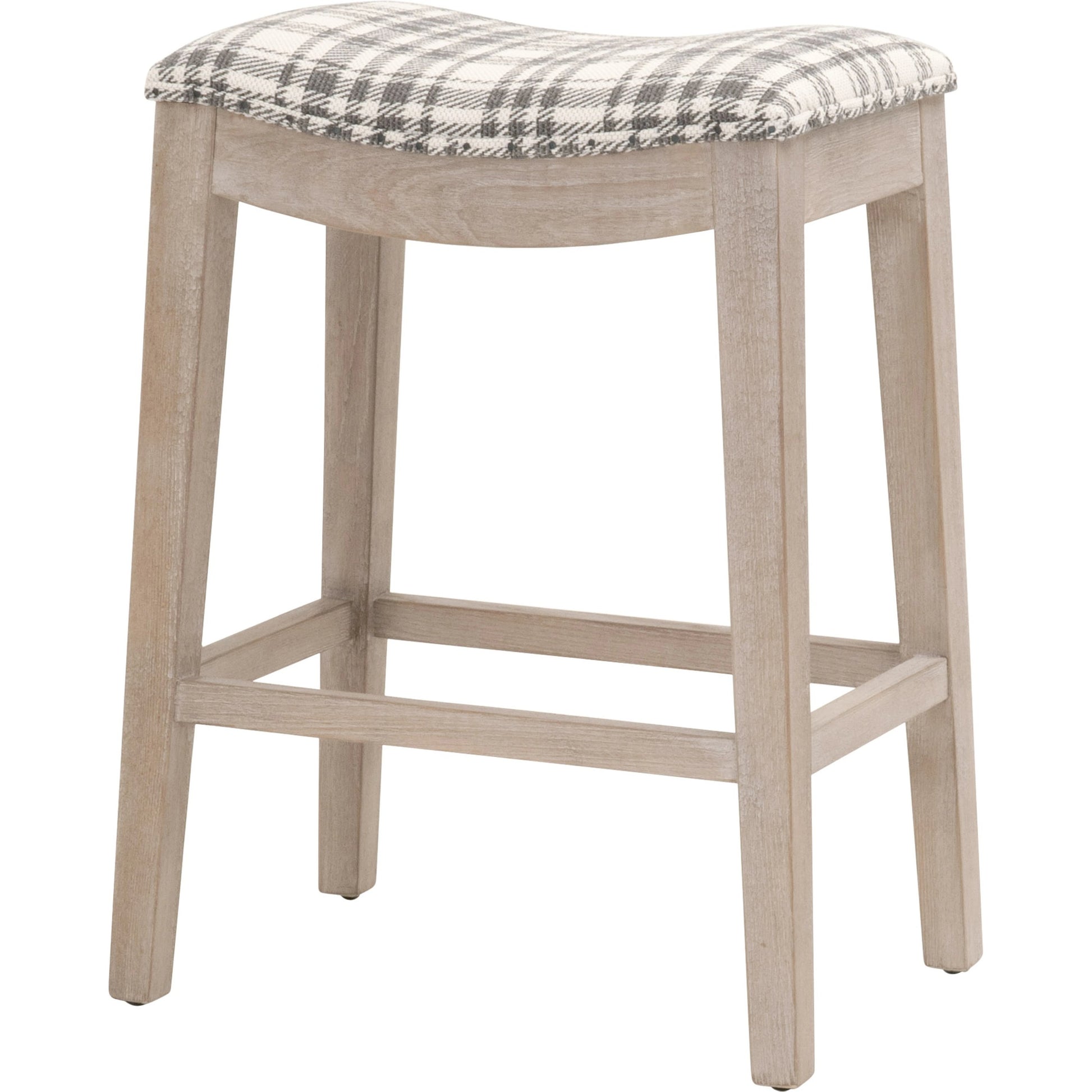 Harper Counter Stool by Essentials For Living in performance bisque french linen, natural gray ash. Made from solid ash wood in a transitional style.