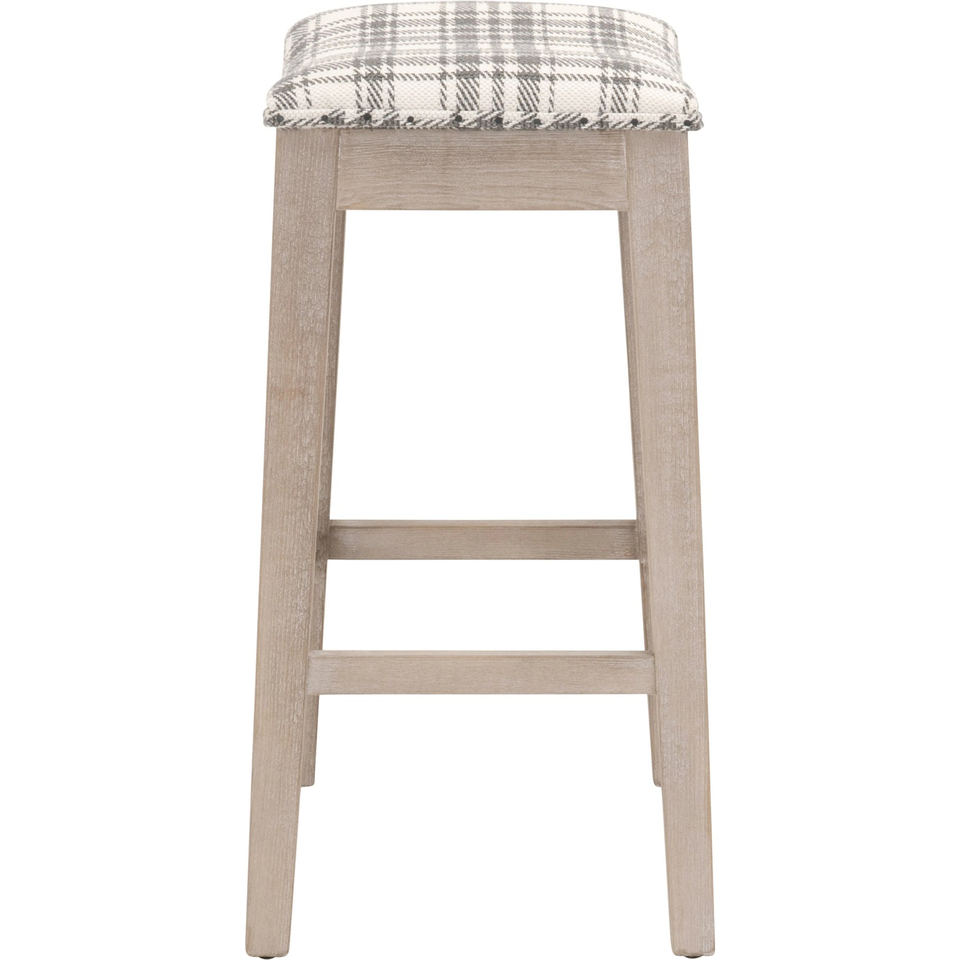 Harper Counter Stool by Essentials For Living in performance bisque french linen, natural gray ash. Made from solid ash wood in a transitional style.