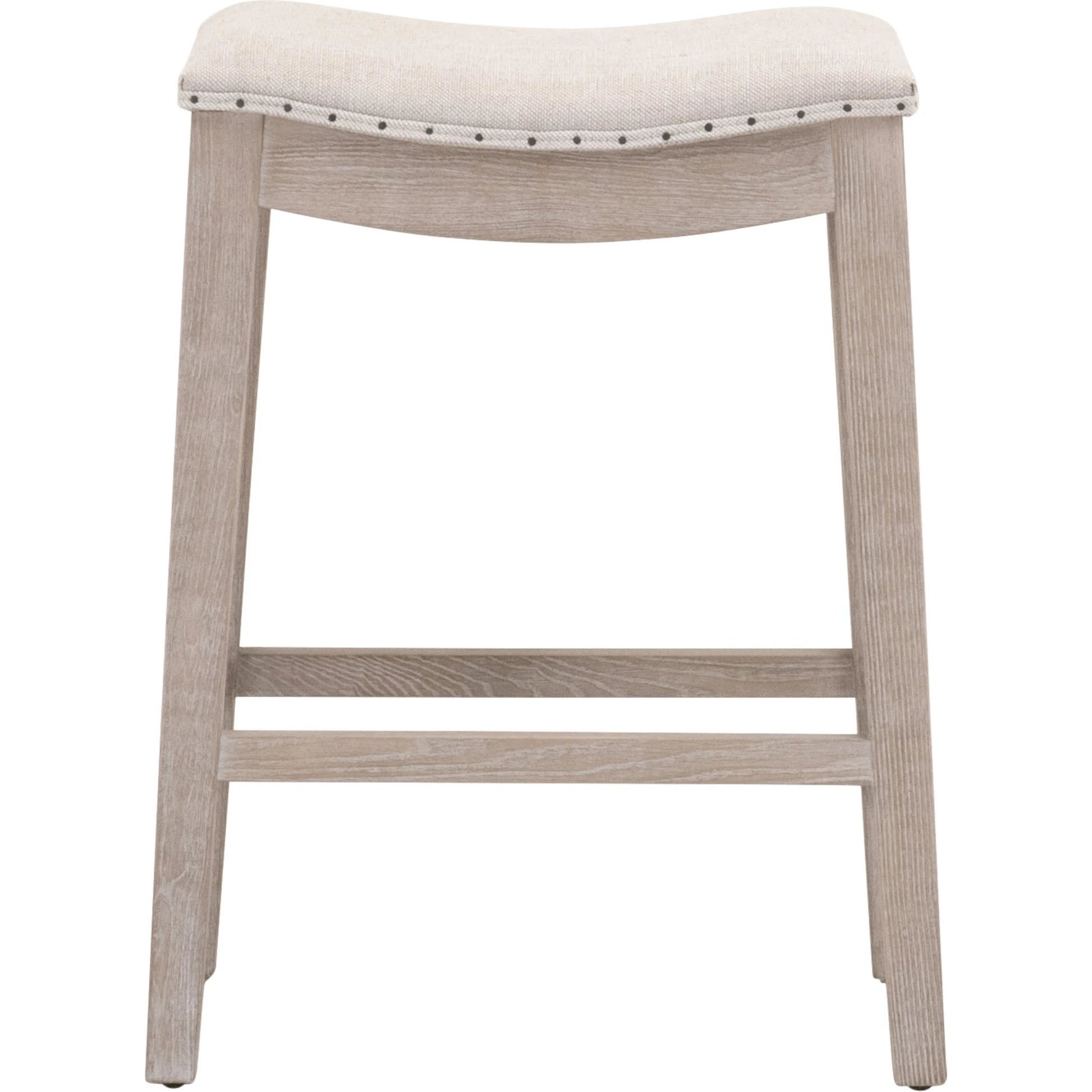 Harper Counter Stool by Essentials For Living in performance bisque french linen, natural gray ash. Made from solid ash wood in a transitional style.