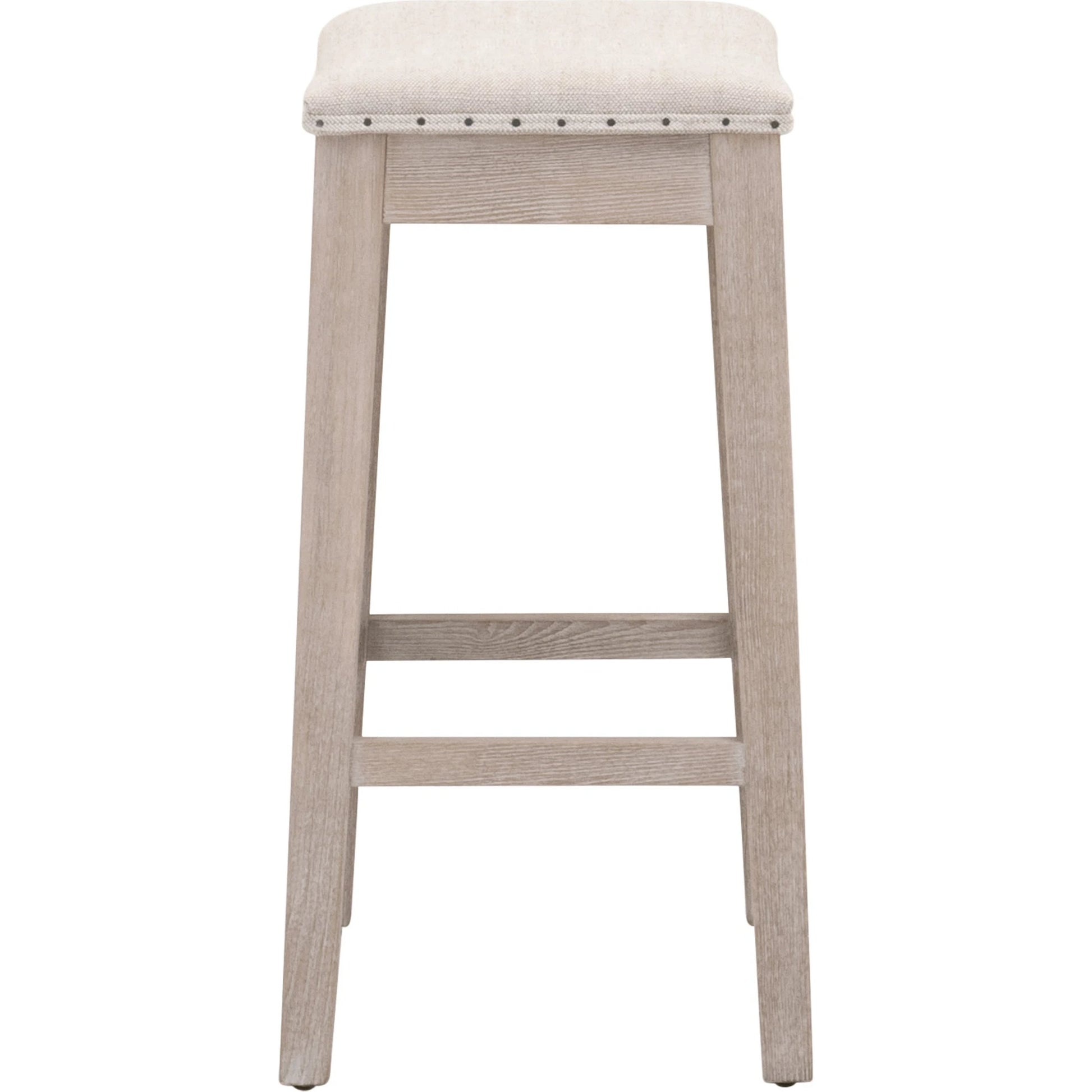 Harper Counter Stool by Essentials For Living in performance bisque french linen, natural gray ash. Made from solid ash wood in a transitional style.