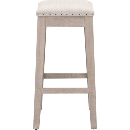 Harper Counter Stool by Essentials For Living in performance bisque french linen, natural gray ash. Made from solid ash wood in a transitional style.