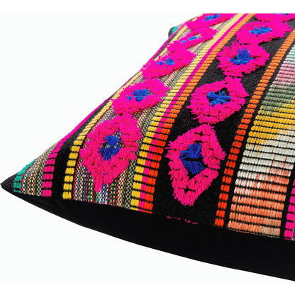 Haruki Pillow - 33973 by Surya in black, magenta. Made from 60% acrylic, 40% cotton, 100% cotton in a eclectic & global style.
