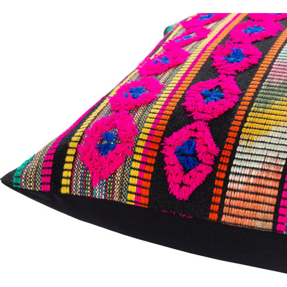 Haruki Pillow - 33973 by Surya in black, magenta, yellow, burnt orange, emerald. Made from 60% acrylic, 40% cotton, 100% cotton in a eclectic & global style.