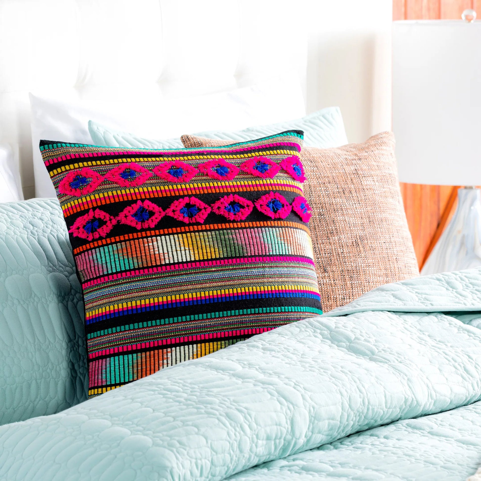Haruki Pillow - 33973 by Surya in black, magenta. Made from 60% acrylic, 40% cotton, 100% cotton in a eclectic & global style.