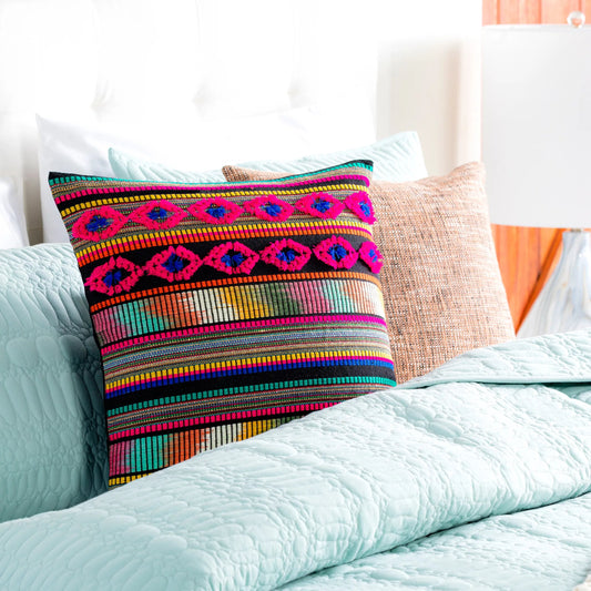 Haruki Pillow - 33973 by Surya in black, magenta. Made from 60% acrylic, 40% cotton, 100% cotton in a eclectic & global style.