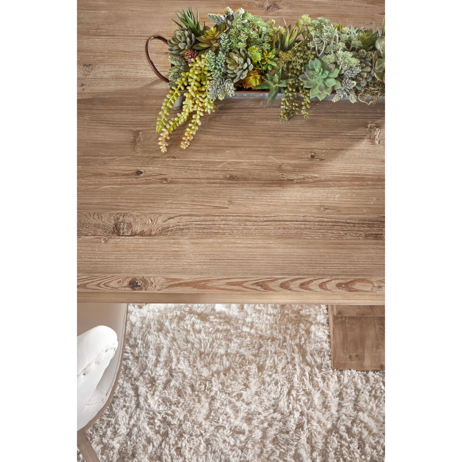 Hayes Dining Table by Essentials For Living in smoke gray pine. Made from solid reclaimed pine wood, reclaimed pine veneer, solid reclaimed birch in a modern style.