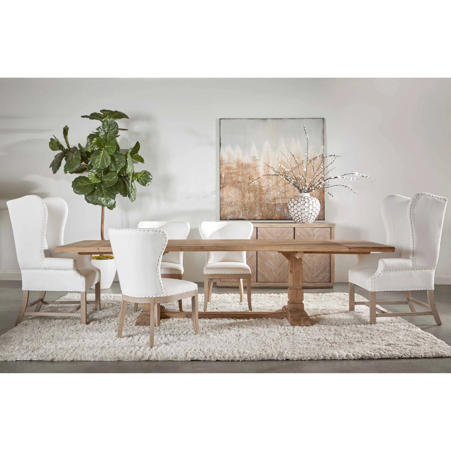 005 SI-1998839 | Lifestyle | Hayes Dining Table by Essentials For Living in smoke gray pine. Made from solid reclaimed pine wood, reclaimed pine veneer, solid reclaimed birch in a modern style.