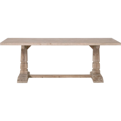 Hayes Dining Table by Essentials For Living in smoke gray pine. Made from solid reclaimed pine wood, reclaimed pine veneer, solid reclaimed birch in a modern style.