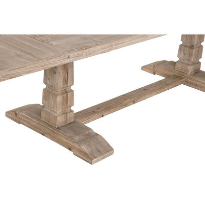 Hayes Dining Table by Essentials For Living in smoke gray pine. Made from solid reclaimed pine wood, reclaimed pine veneer, solid reclaimed birch in a modern style.