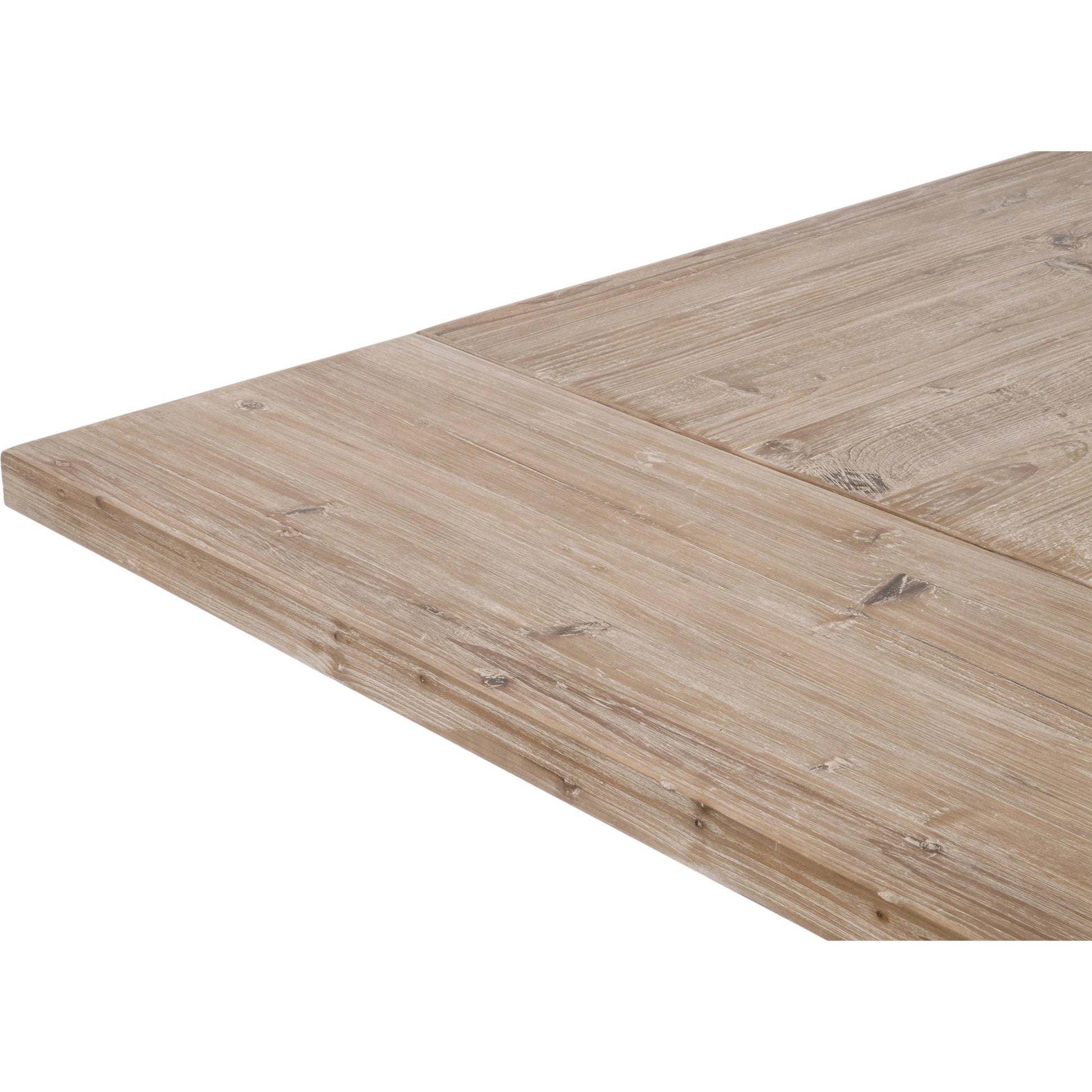 Hayes Dining Table by Essentials For Living in smoke gray pine. Made from solid reclaimed pine wood, reclaimed pine veneer, solid reclaimed birch in a modern style.