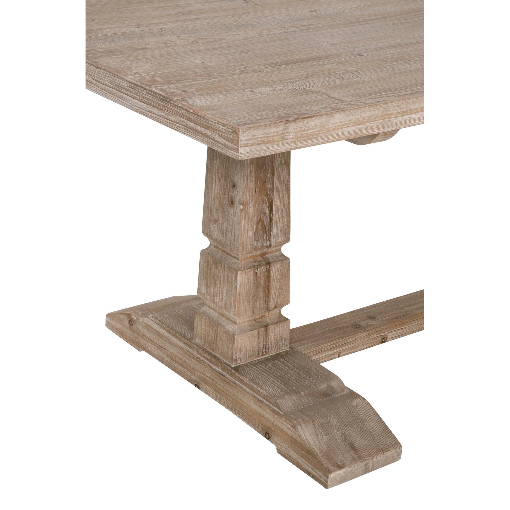 Hayes Dining Table by Essentials For Living in smoke gray pine. Made from solid reclaimed pine wood, reclaimed pine veneer, solid reclaimed birch in a modern style.