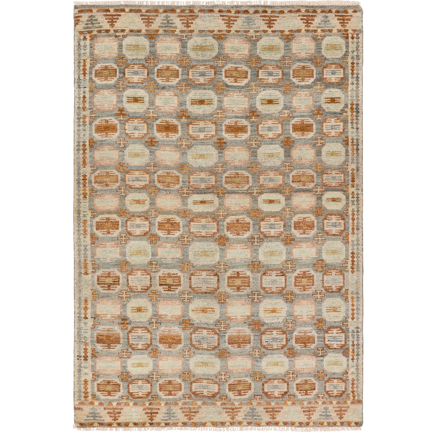 001 SI-2123563,SI-2123564,SI-2123565,SI-2123566 | Primary Silo | Hazan HAZ01 Rug by Jaipur Living in orange, slate. Made from 100% wool in a unique style.