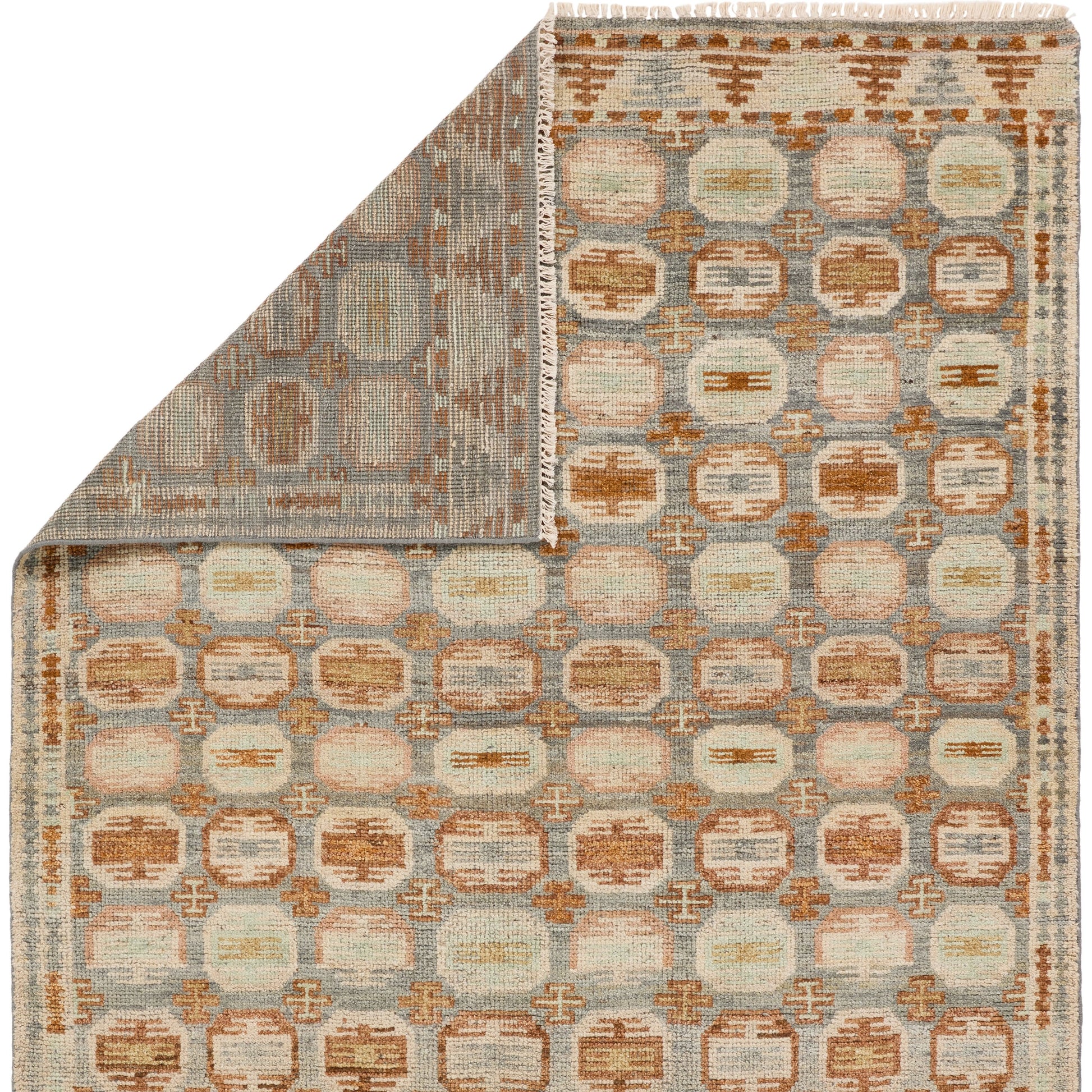Hazan HAZ01 Rug by Jaipur Living in orange, slate. Made from 100% wool in a unique style.