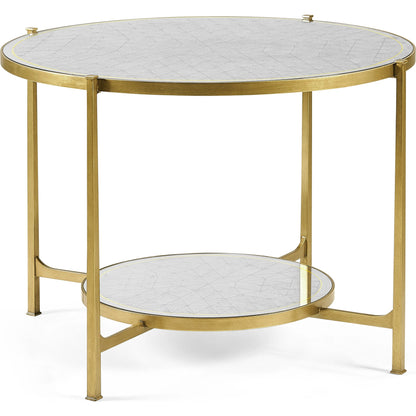 Luxe Transitional Center Table by Jonathan Charles in gold and gilded iron. Made from iron in a transitional style.