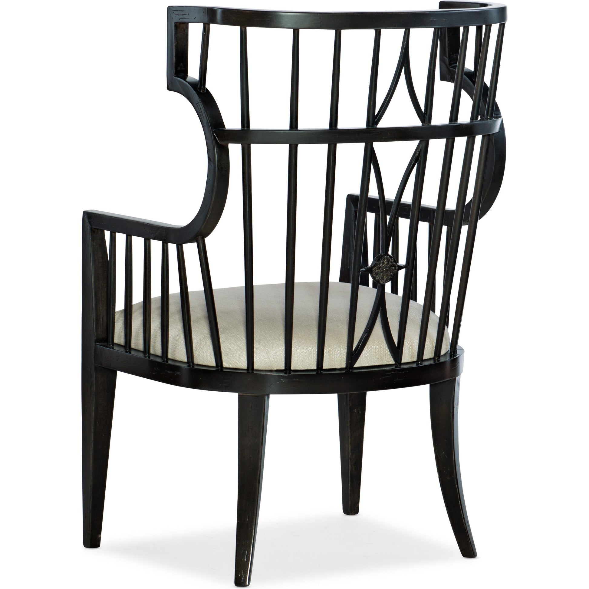 Sanctuary Couture Host Chair by Hooker Furniture in beige and noir. Made from fabric, foam in a traditional style.