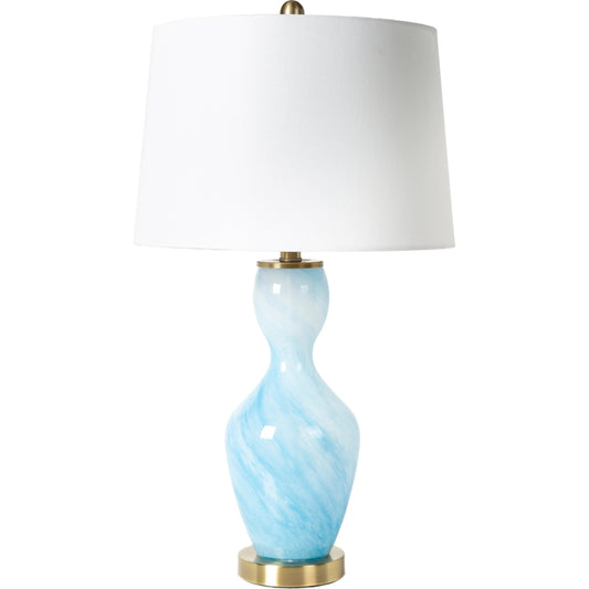 001 SI-1914797 | Additional Silo | Hobart - 30295 by Livabliss in body: blue, base: metallic - brass, shade: white, finial: metallic - brass, harp: metallic - brass, cord: translucent and brushedpaintedbrushed. Made from shade (outside): linen, shade (insi