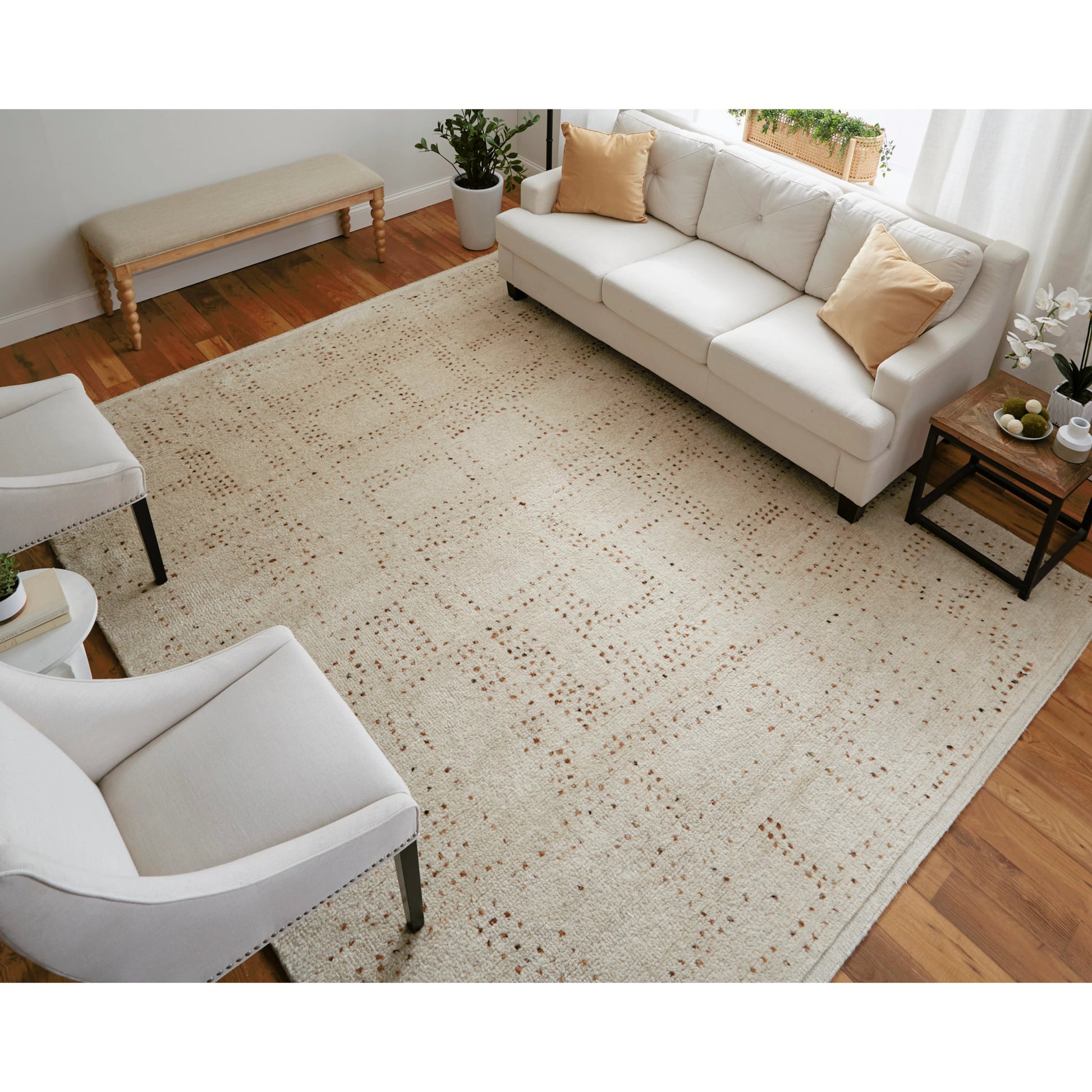 Truxel Polka Dots Rug - T26T6040 by Thom Felicia by Feizy Rugs in tan, brown. Made from wool in a unique style.