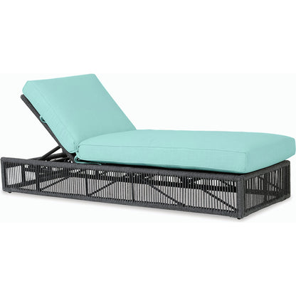 Milano Outdoor Adjustable Chaise by Sunset West in slate. Made from olefin rope in a coastal style.