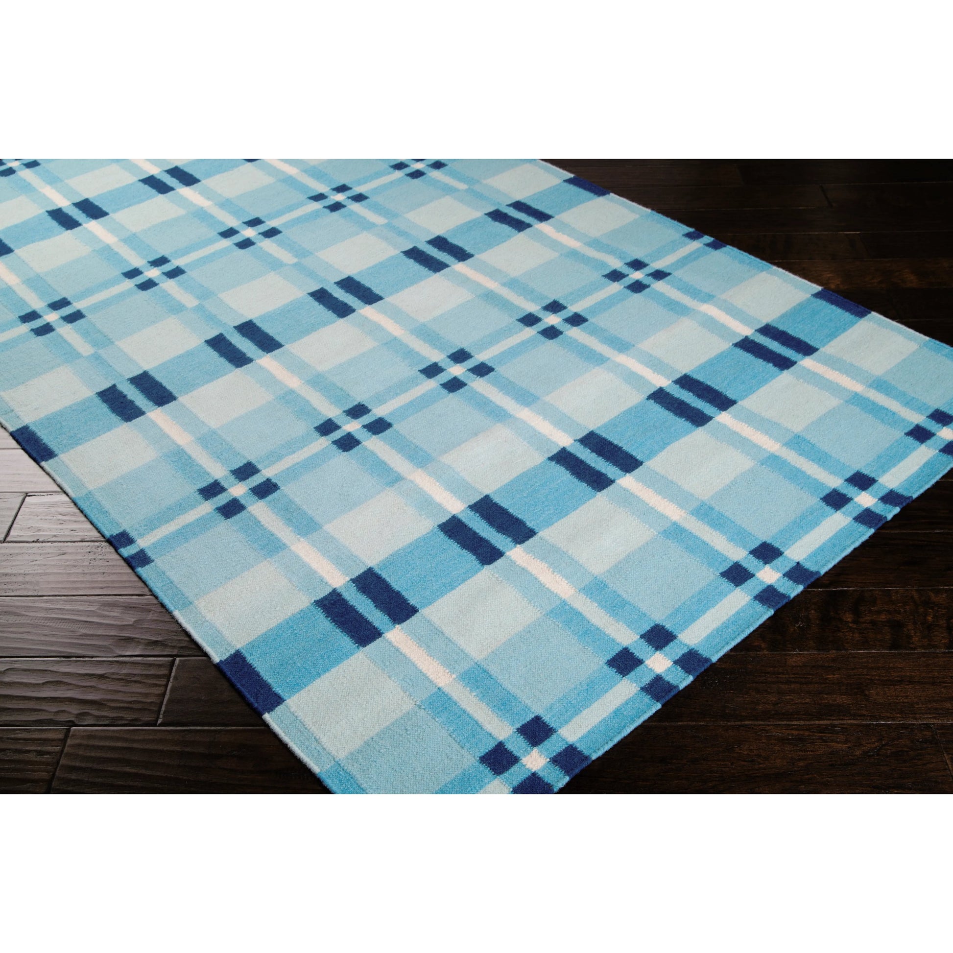 Happy Cottage Rug - 471 by Surya in seafoam, aqua, pale blue, dark blue, cream. Made from 100% wool in a unique style.