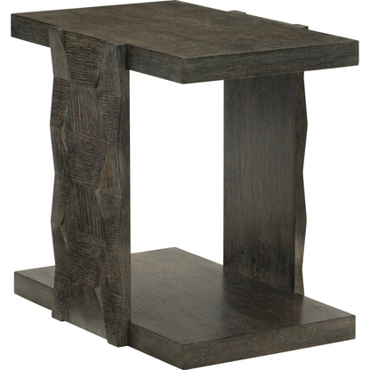 Linea End Table by Bernhardt in cerused charcoal. Made from white oak veneers in a unique style.