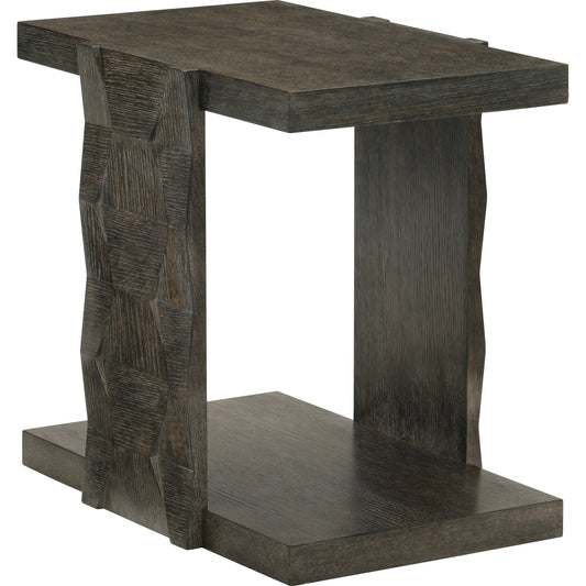 Linea End Table by Bernhardt in cerused charcoal. Made from white oak veneers in a unique style.