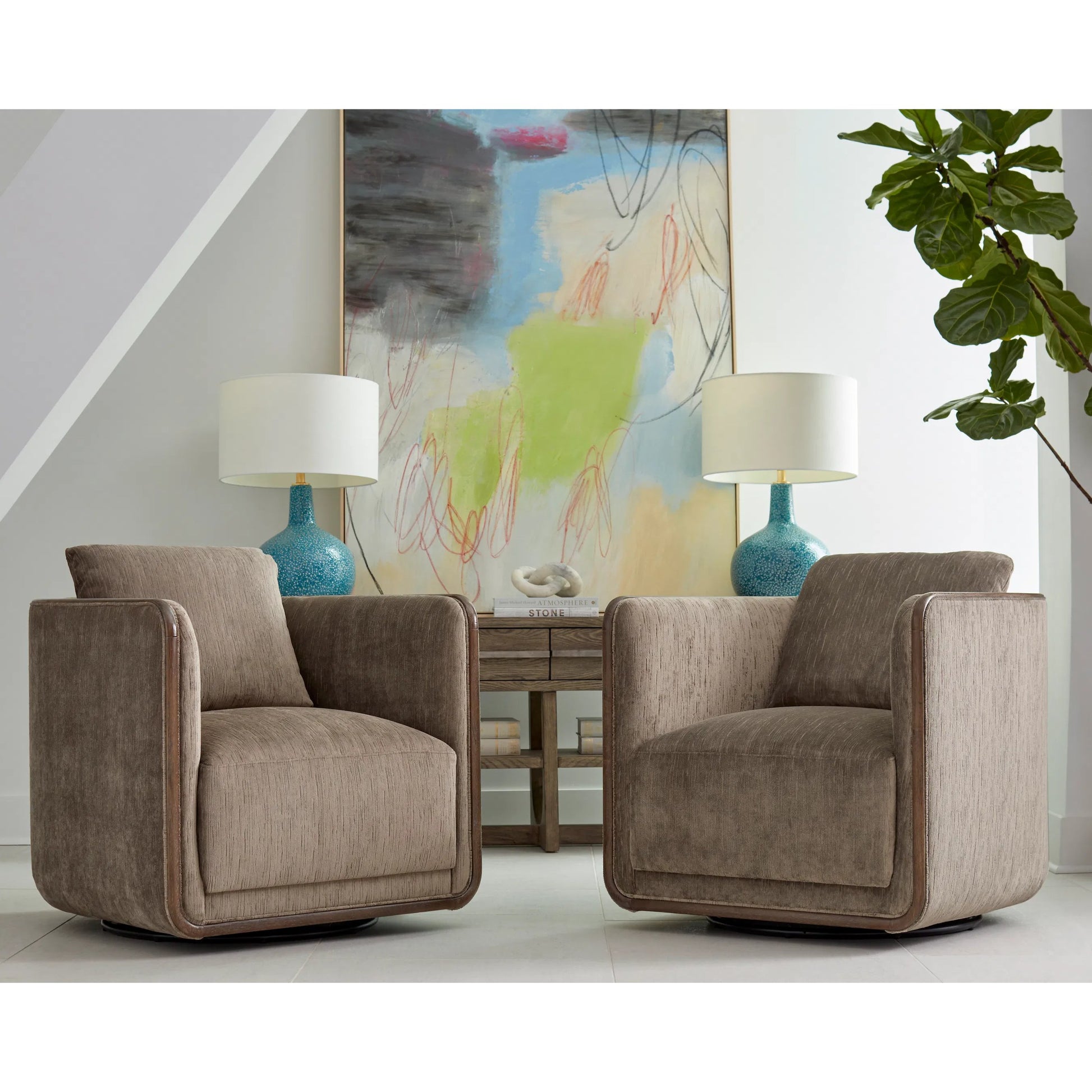 Sagrada Swivel Chair, N-Otter by A.R.T. Furniture in hazel. Made from parrwood in a transitional style.