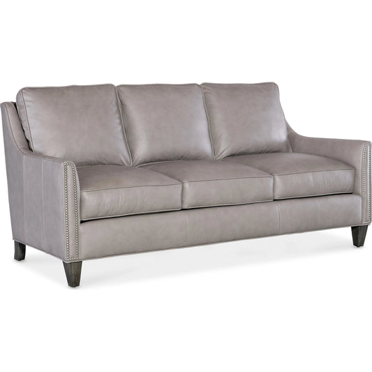 Christopher Sofa by Bradington-Young by Hooker Furniture in stone. Made from leather in a unique style.