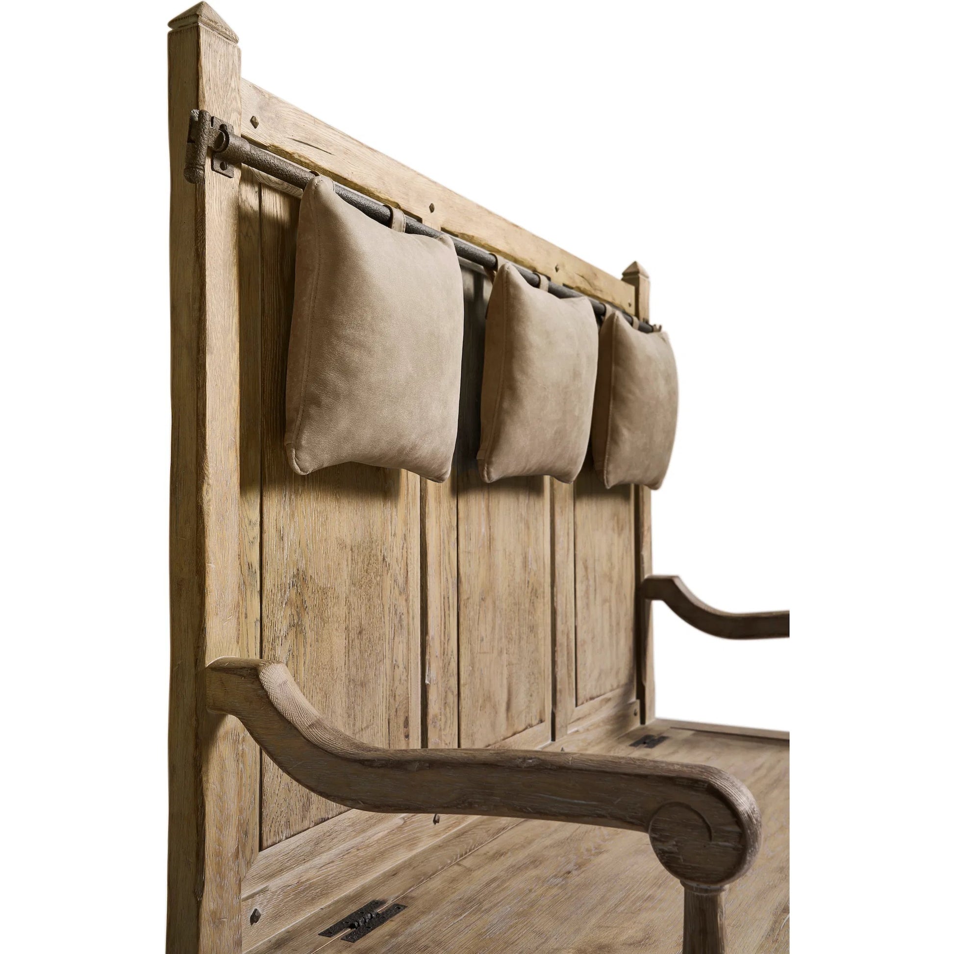 Sagehill Hall Bench by Jonathan Charles in timberon grey oak. Made from oak in a traditional style.
