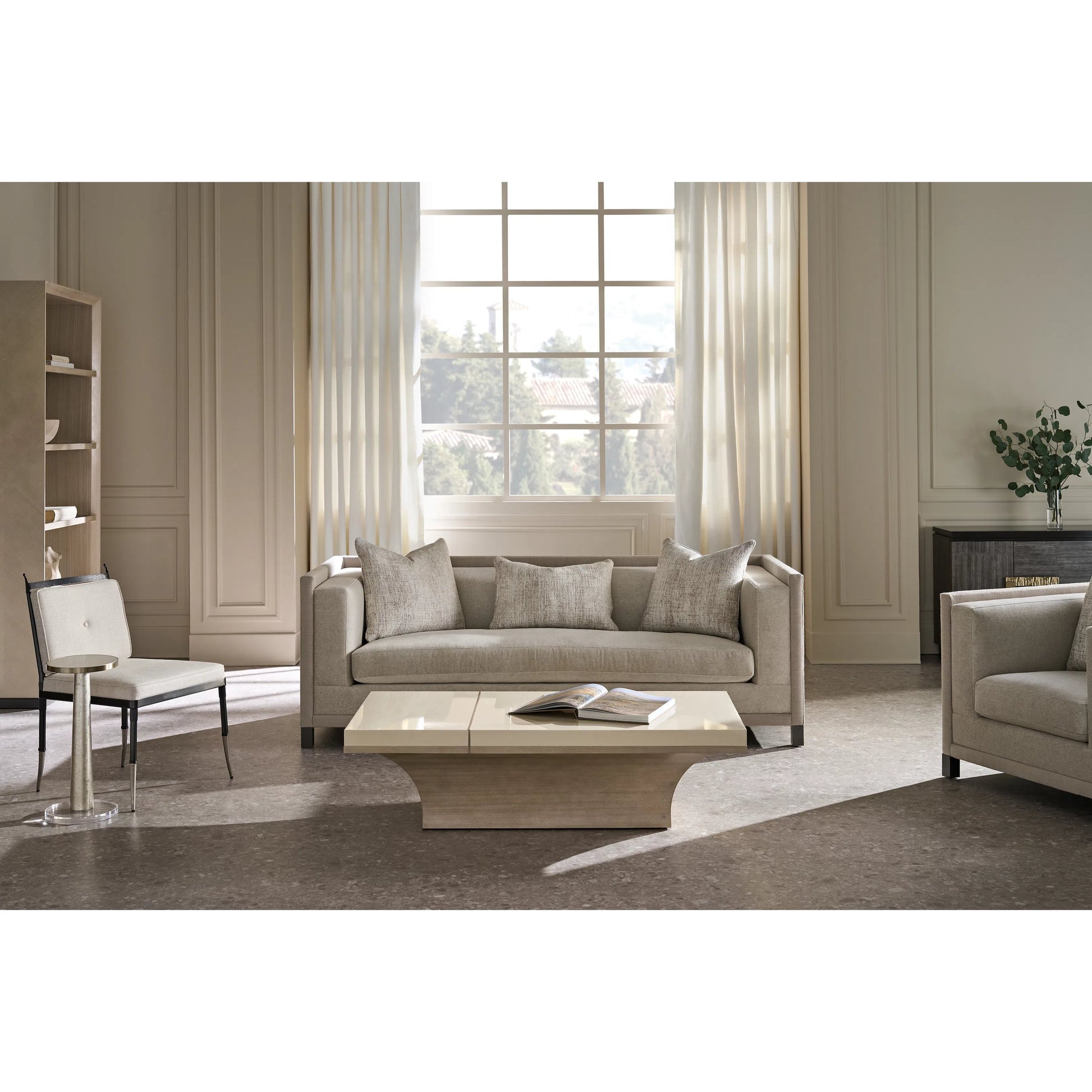 Tuxedo Sofa by Caracole in brushed deep bronze. Made from unique in a unique style.