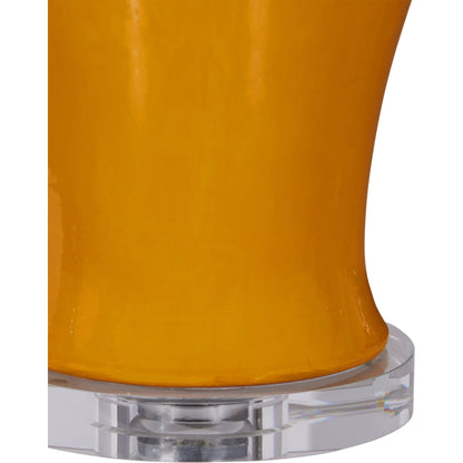 Imperial Yellow Table Lamp by Currey and Company in yellow. Made from porcelain, optic crystal, metal in a modern style.