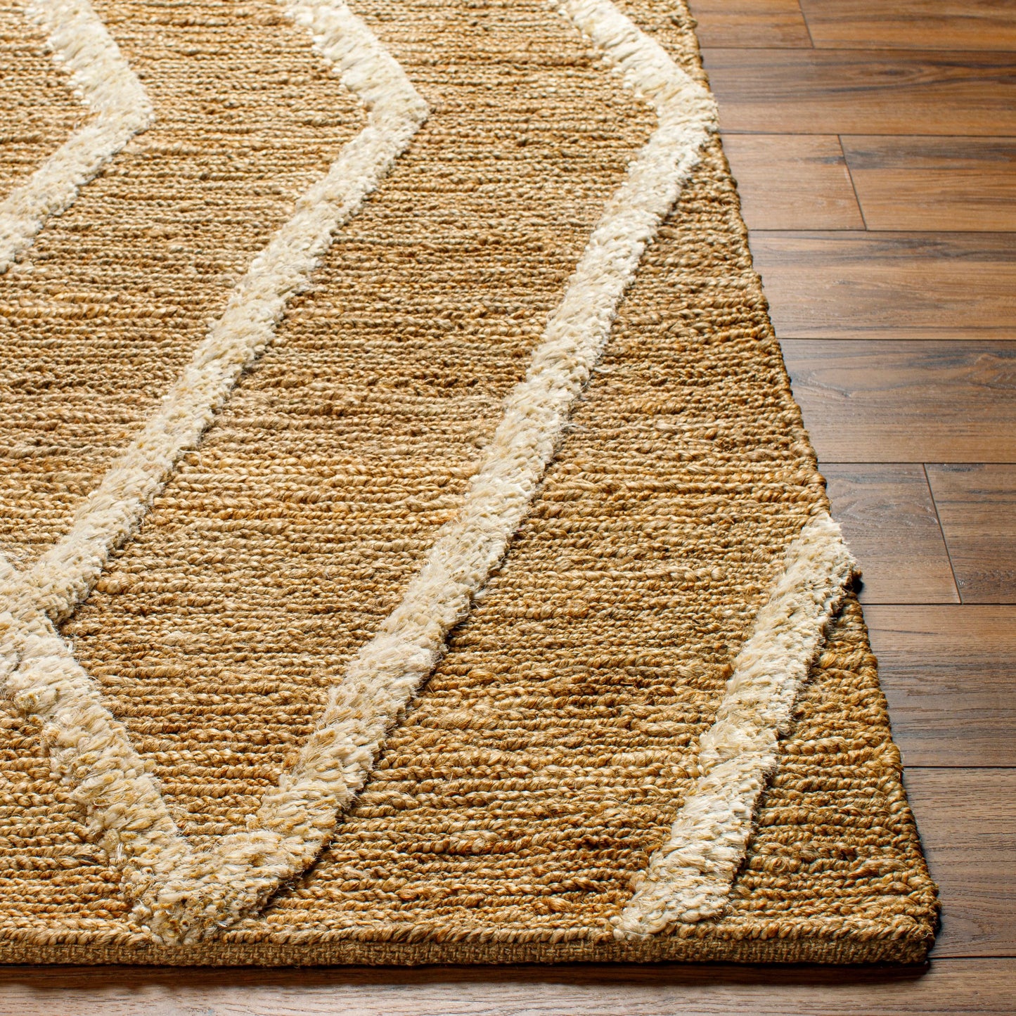 003 SI-1917553,SI-1917554,SI-1917555 | Closeup | Hadley HDE-2300 Indoor/Outdoor Rug by Surya in tan. Made from main: 100% jute in a unique style.