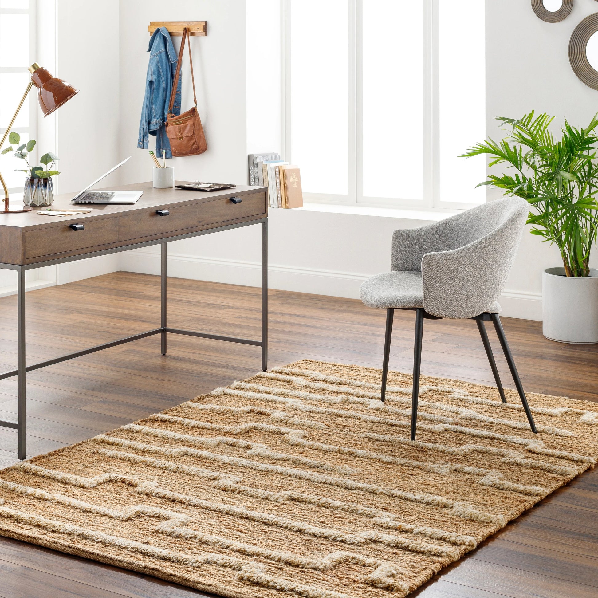 Hadley HDE-2301 Indoor/Outdoor Rug by Surya in tan. Made from main: 100% jute in a unique style.
