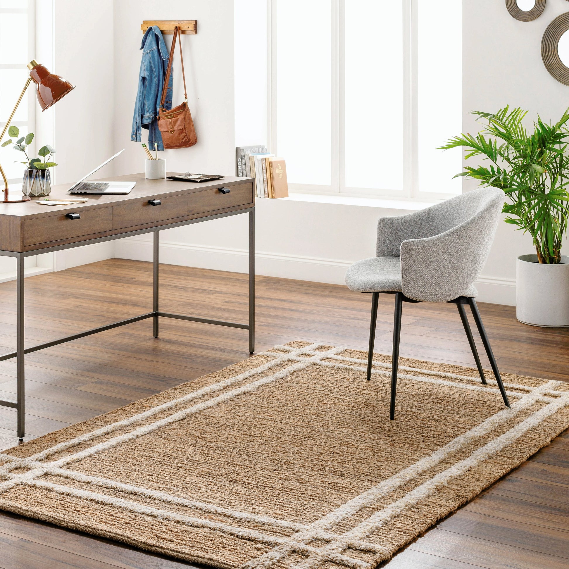 Hadley HDE-2302 Indoor/Outdoor Rug by Surya in tan. Made from main: 100% jute in a unique style.