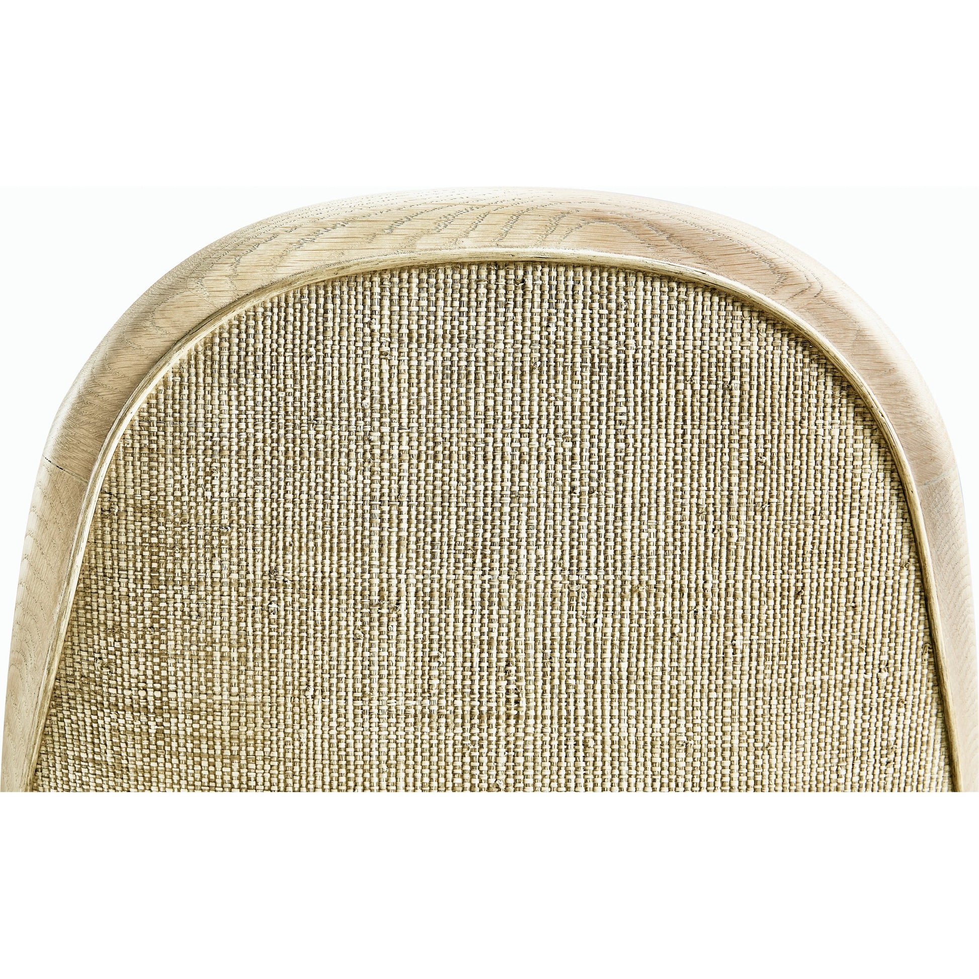 Water Basin Dining Arm Chair by Jonathan Charles in whitewash oak. Made from oak, foam, fabric, grass cloth in a modern style.