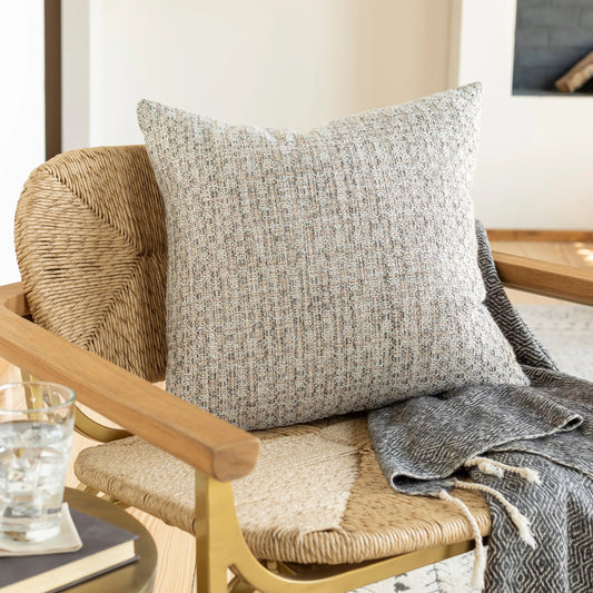 Heidi Pillow - 33151 by Surya in charcoal, light gray, white, metallic - champagne, ivory. Made from 100% polyester, 100% cotton in a modern style.