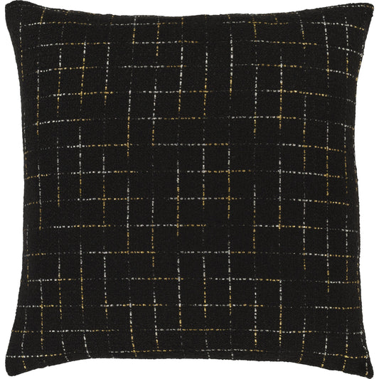 Heidi Pillow - 23845 by Surya in black, metallic - gold, metallic - silver. Made from 100% polyester, 100% cotton in a modern style.