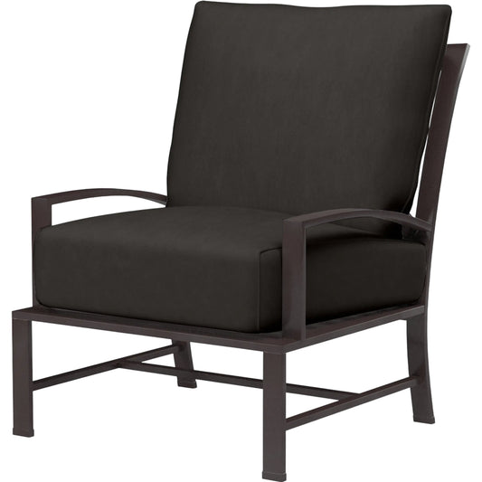 La Jolla Outdoor Club Chair by Sunset West in browns. Made from aluminum in a modern style.