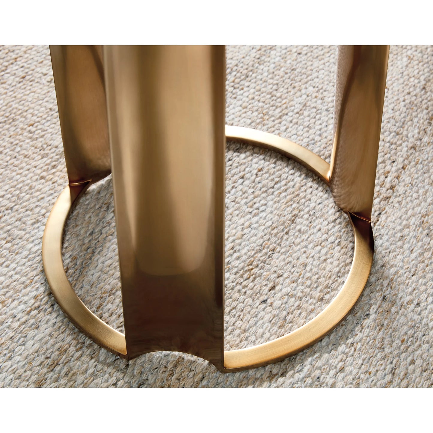 004 SI-2458557 | Closeup | Eleana Accent Table by Hooker Furniture in light caramel, quartered walnut veneers, sunlit bronze metal. Made from walnut veneers, metal in a modern style.