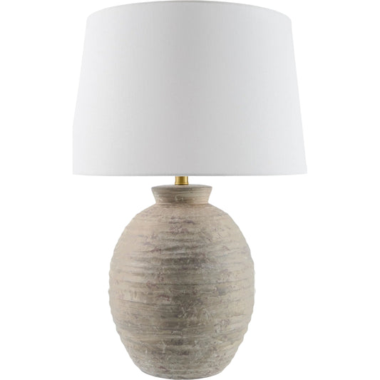 Hudun Accent Table Lamp by Surya in beige, gray. Made from polyester in a unique style.
