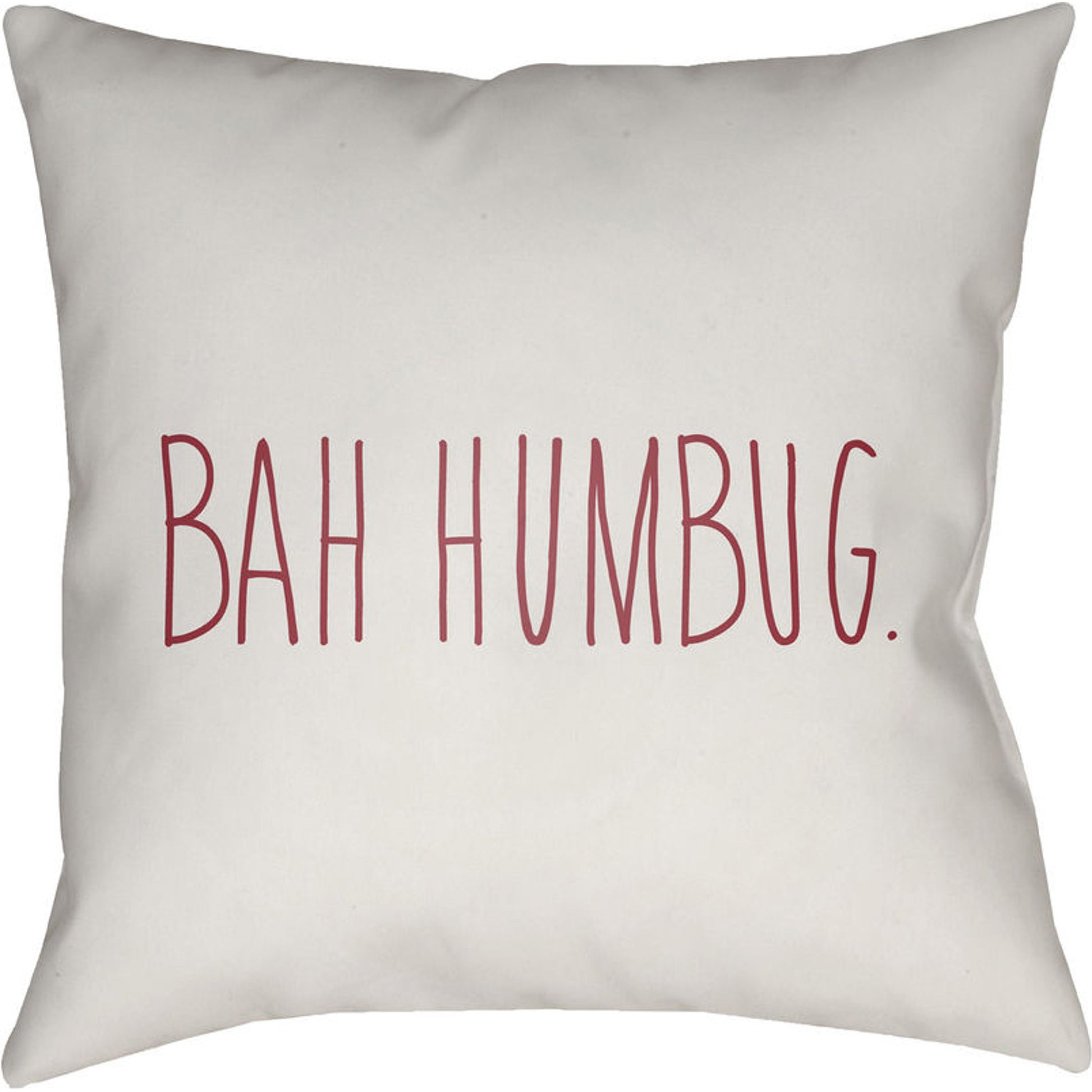 Bahhumbug Indoor/Outdoor Pillow by Livabliss in white, red. Made from front: 100% polyester, back: 100% polyester in a traditional style.